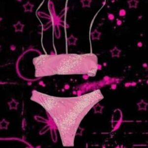 Pink Star Tie Shoulder Bikini